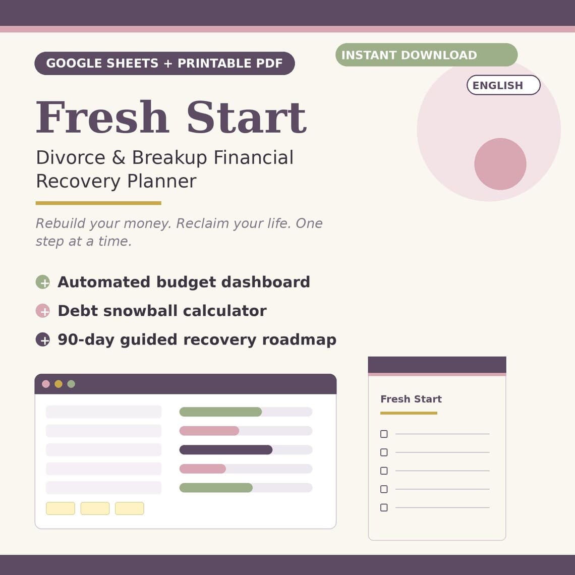 Divorce Financial Planner: Fresh Start — Etsy digital product